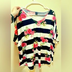 Floral Print Dolman Sleeve Tee